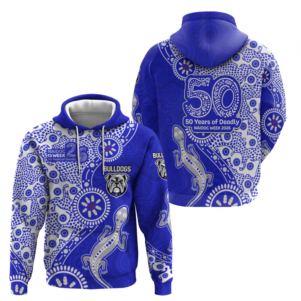 Canterbury-Bankstown Bulldogs NAIDOC Week 2026 Hoodie Aboriginal Lizard Dot Painting - 50 Years of Deadly