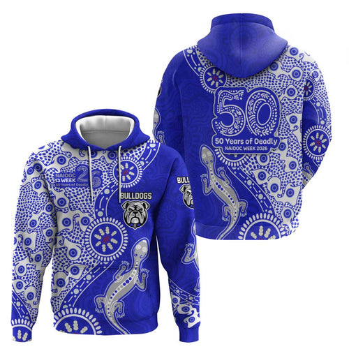 Canterbury-Bankstown Bulldogs NAIDOC Week 2026 Hoodie Aboriginal Lizard Dot Painting - 50 Years of Deadly