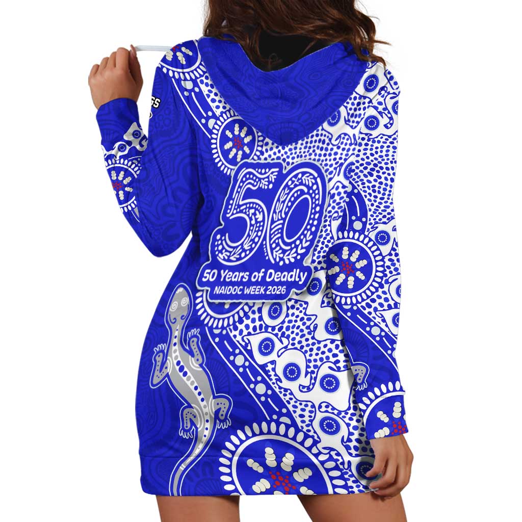 Canterbury-Bankstown Bulldogs NAIDOC Week 2026 Hoodie Dress Aboriginal Lizard Dot Painting - 50 Years of Deadly