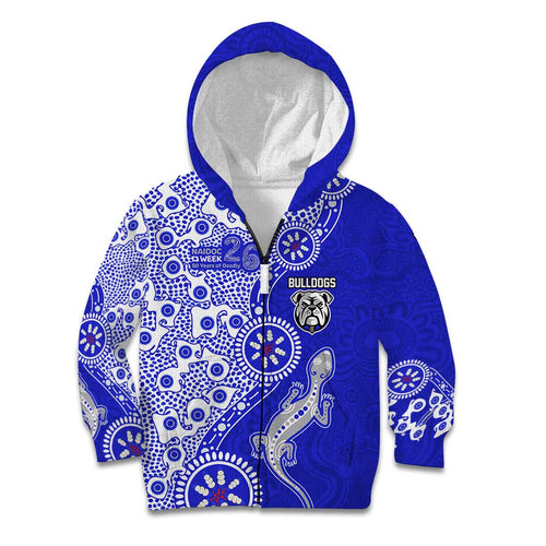 Canterbury-Bankstown Bulldogs NAIDOC Week 2026 Kid Hoodie Aboriginal Lizard Dot Painting - 50 Years of Deadly