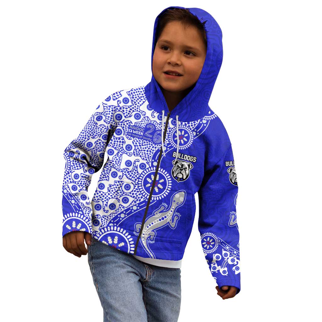 Canterbury-Bankstown Bulldogs NAIDOC Week 2026 Kid Hoodie Aboriginal Lizard Dot Painting - 50 Years of Deadly
