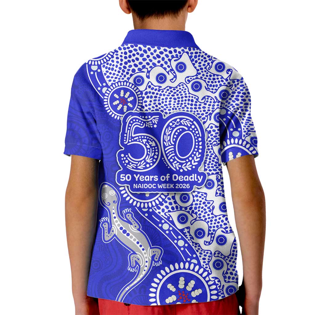 Canterbury-Bankstown Bulldogs NAIDOC Week 2026 Kid Polo Shirt Aboriginal Lizard Dot Painting - 50 Years of Deadly