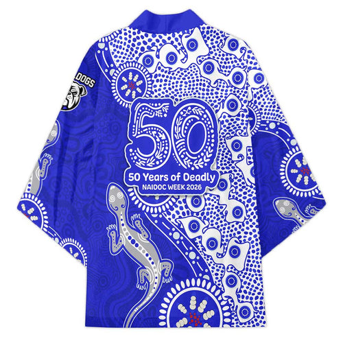 Canterbury-Bankstown Bulldogs NAIDOC Week 2026 Kimono Aboriginal Lizard Dot Painting - 50 Years of Deadly