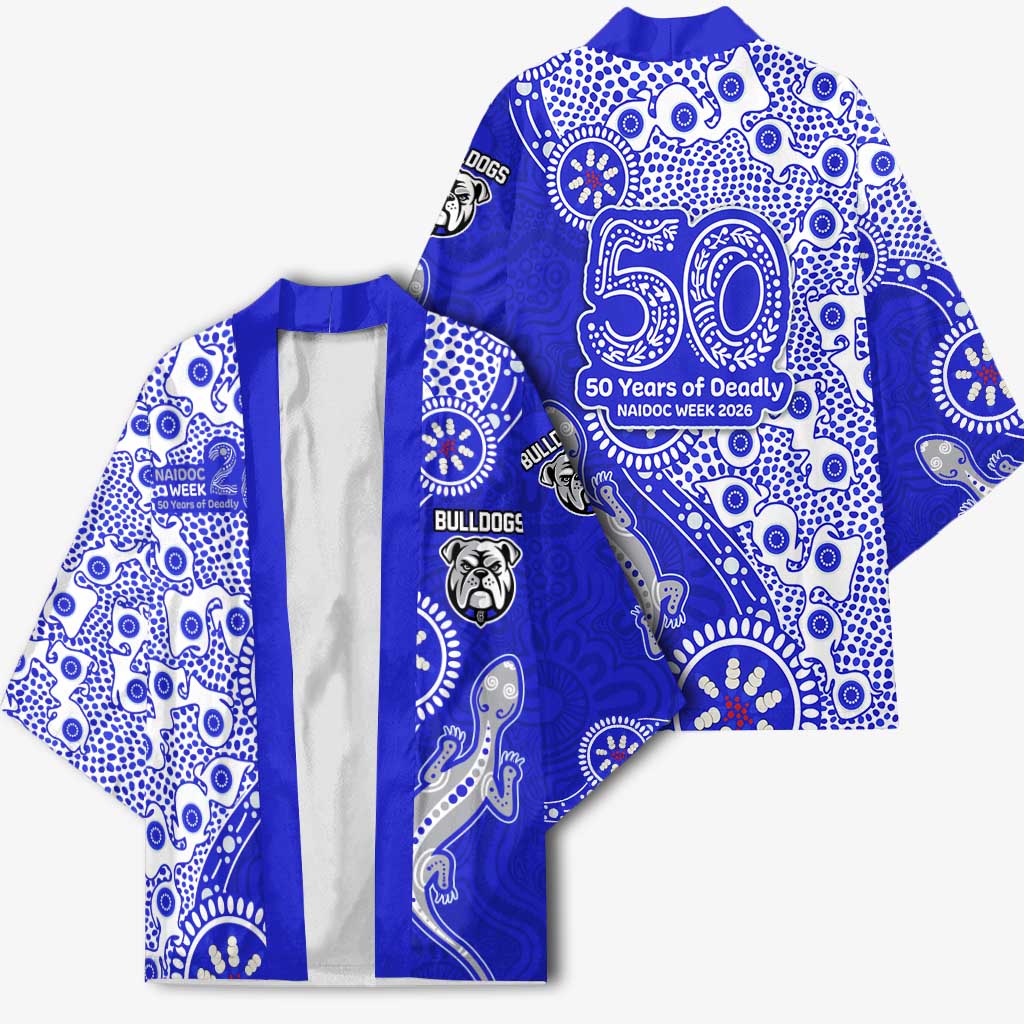 Canterbury-Bankstown Bulldogs NAIDOC Week 2026 Kimono Aboriginal Lizard Dot Painting - 50 Years of Deadly
