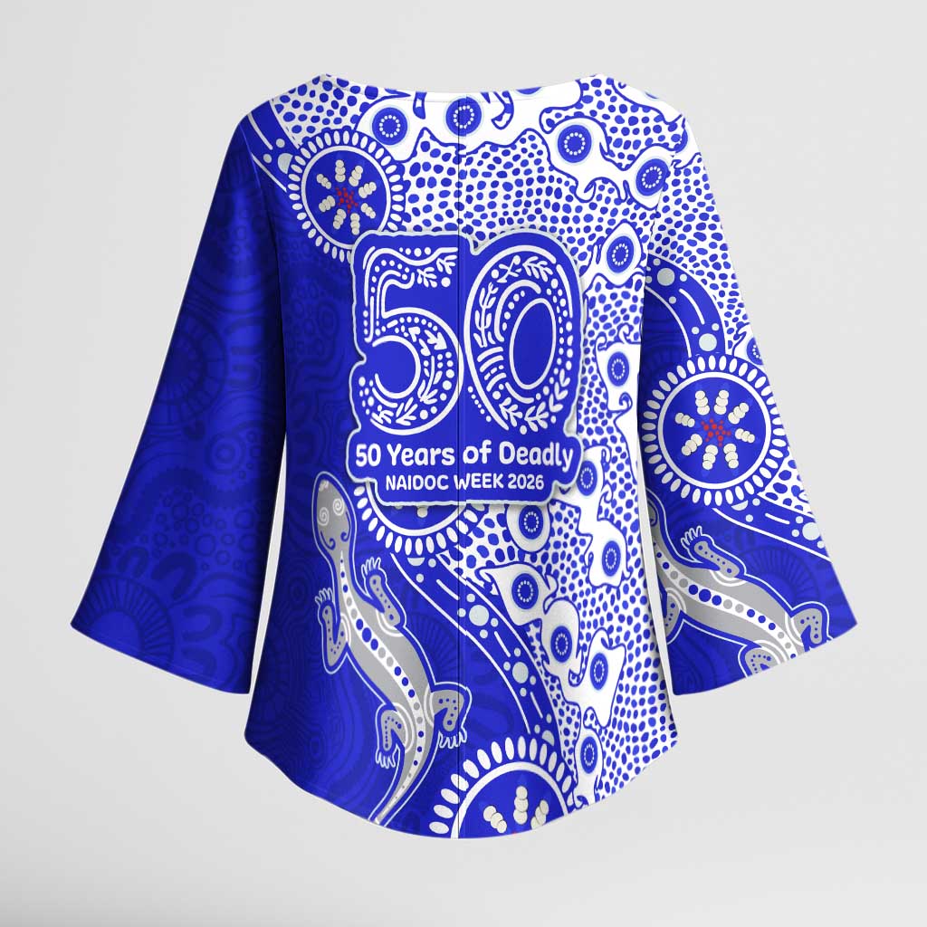 Canterbury-Bankstown Bulldogs NAIDOC Week 2026 Kimono Sleeve Blouse Aboriginal Lizard Dot Painting - 50 Years of Deadly