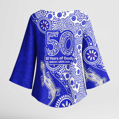 Canterbury-Bankstown Bulldogs NAIDOC Week 2026 Kimono Sleeve Blouse Aboriginal Lizard Dot Painting - 50 Years of Deadly