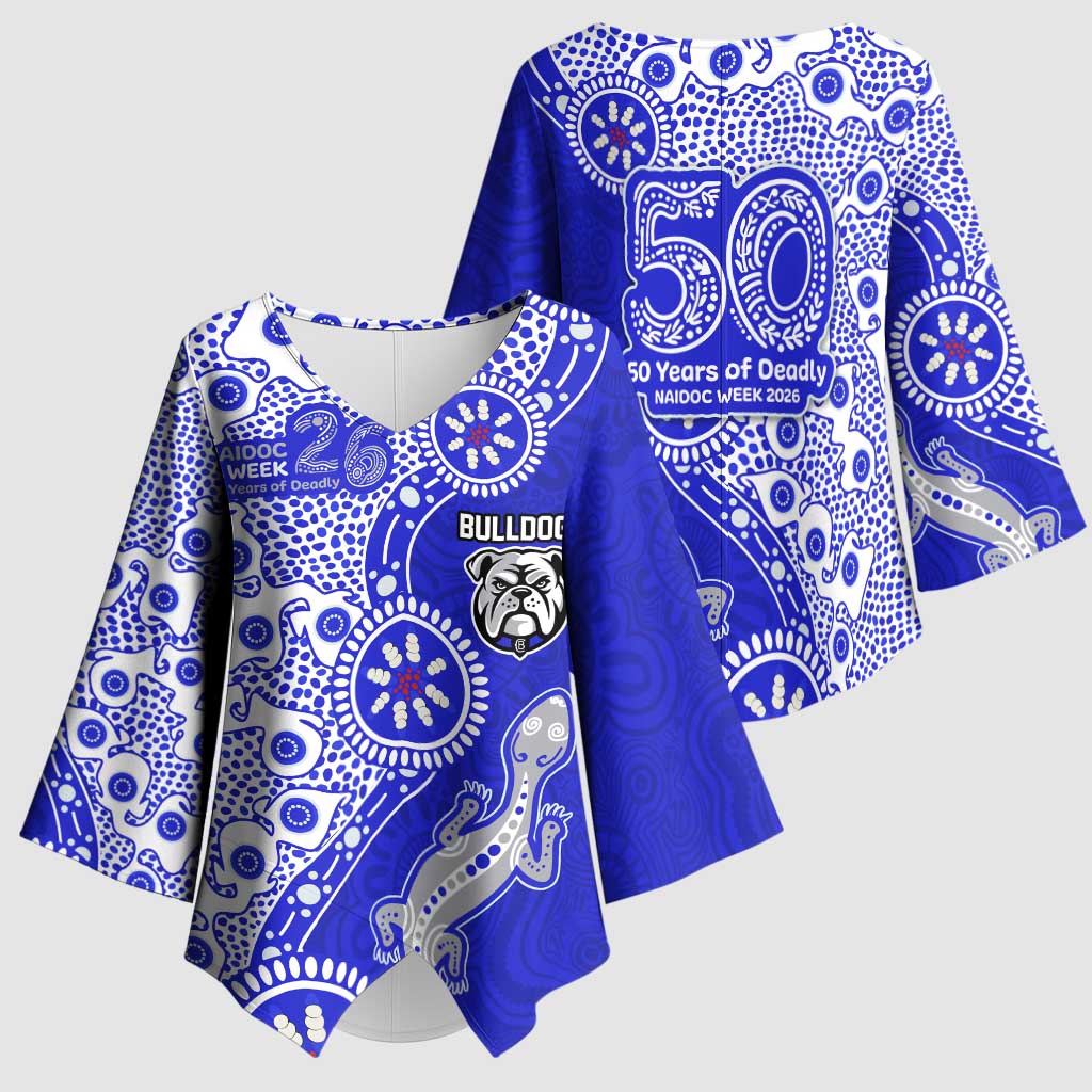 Canterbury-Bankstown Bulldogs NAIDOC Week 2026 Kimono Sleeve Blouse Aboriginal Lizard Dot Painting - 50 Years of Deadly