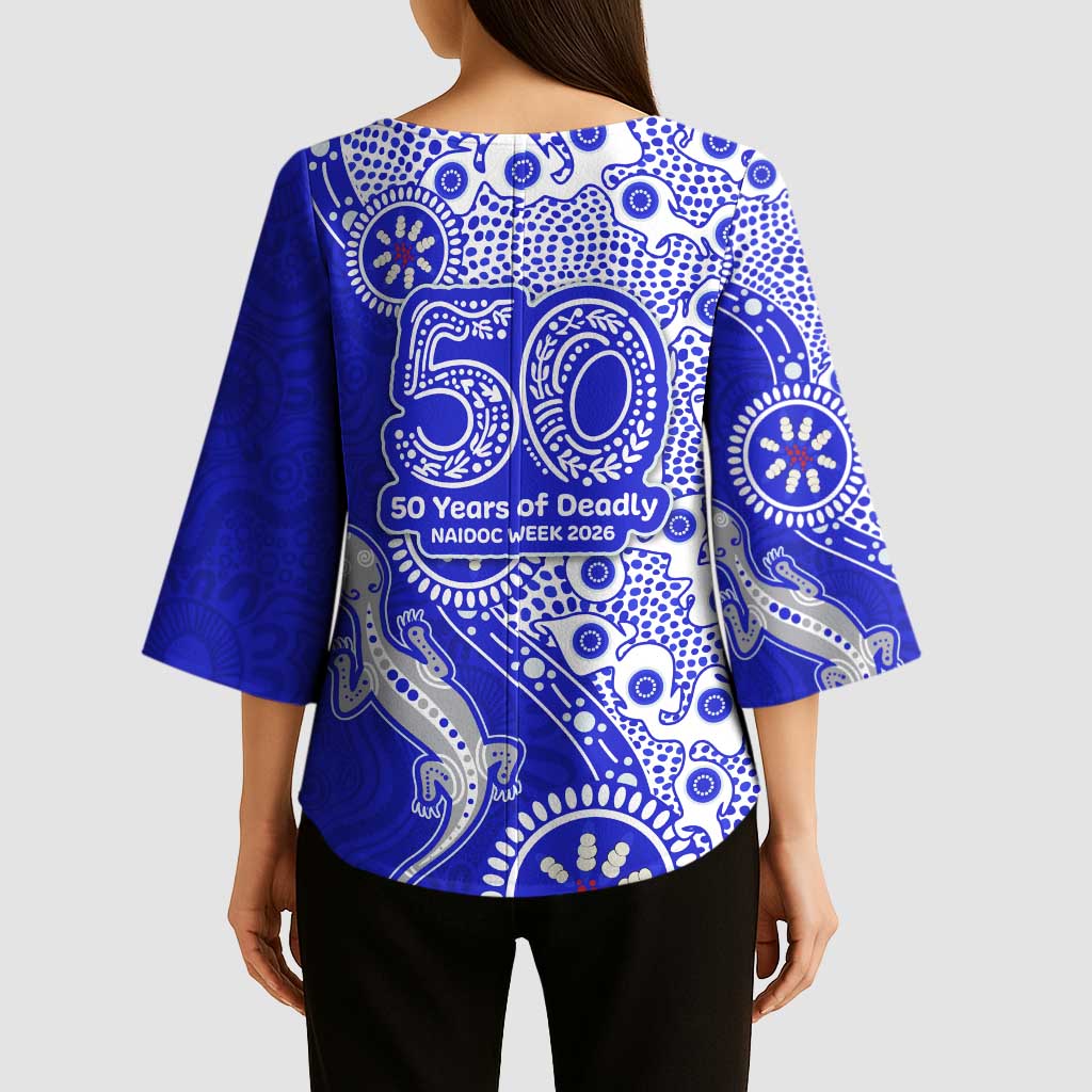 Canterbury-Bankstown Bulldogs NAIDOC Week 2026 Kimono Sleeve Blouse Aboriginal Lizard Dot Painting - 50 Years of Deadly