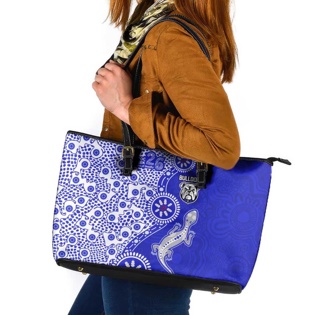 Canterbury-Bankstown Bulldogs NAIDOC Week 2026 Leather Tote Bag Aboriginal Lizard Dot Painting - 50 Years of Deadly