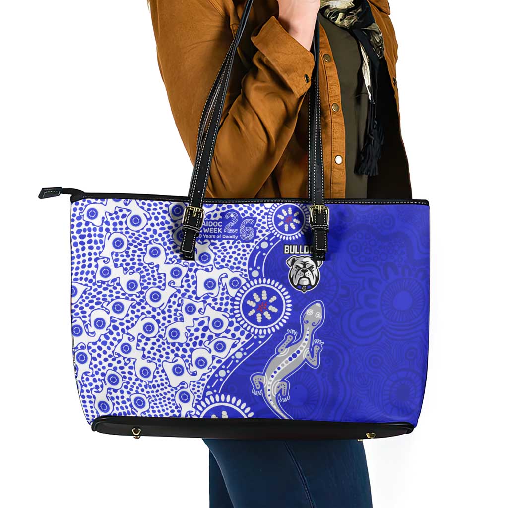 Canterbury-Bankstown Bulldogs NAIDOC Week 2026 Leather Tote Bag Aboriginal Lizard Dot Painting - 50 Years of Deadly