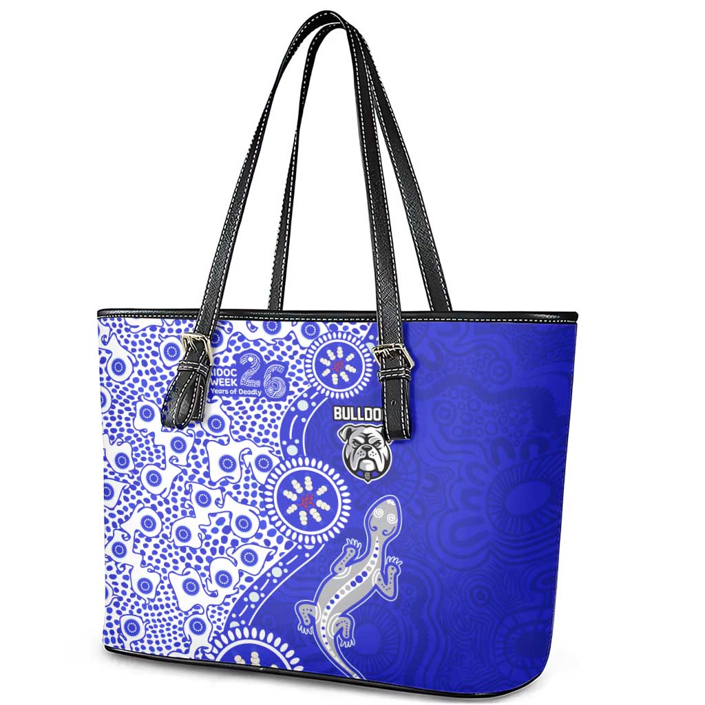 Canterbury-Bankstown Bulldogs NAIDOC Week 2026 Leather Tote Bag Aboriginal Lizard Dot Painting - 50 Years of Deadly