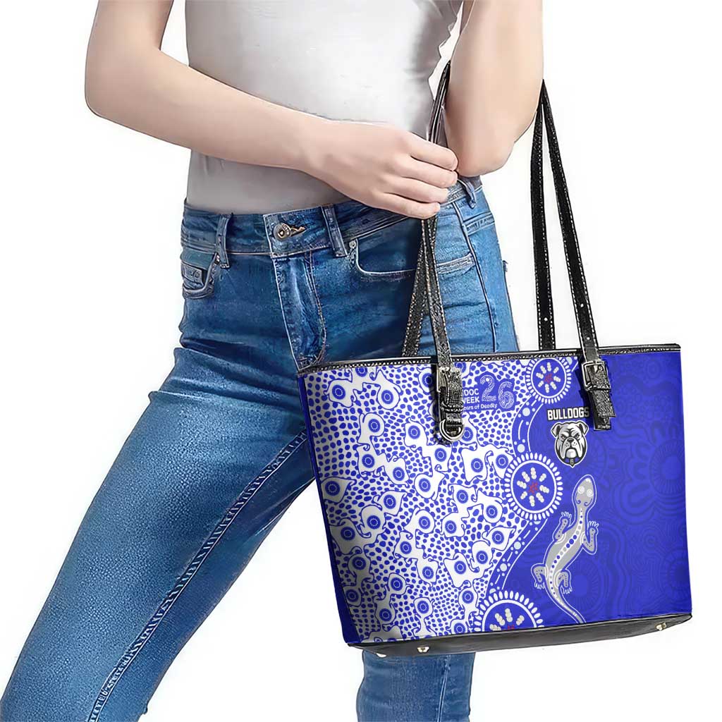 Canterbury-Bankstown Bulldogs NAIDOC Week 2026 Leather Tote Bag Aboriginal Lizard Dot Painting - 50 Years of Deadly
