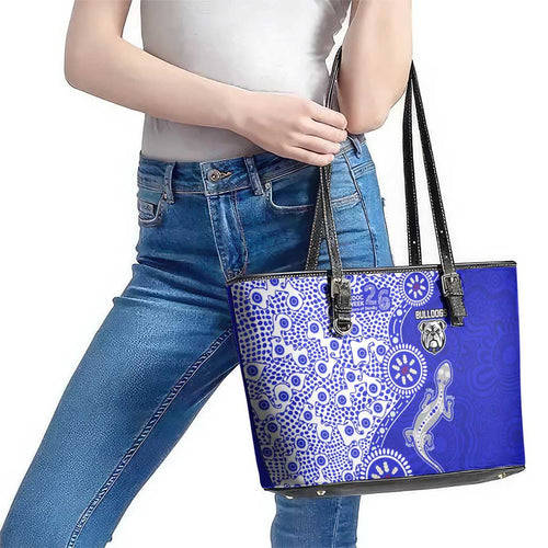 Canterbury-Bankstown Bulldogs NAIDOC Week 2026 Leather Tote Bag Aboriginal Lizard Dot Painting - 50 Years of Deadly