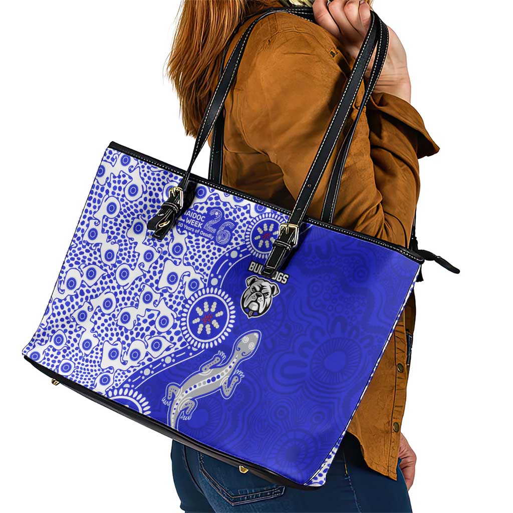 Canterbury-Bankstown Bulldogs NAIDOC Week 2026 Leather Tote Bag Aboriginal Lizard Dot Painting - 50 Years of Deadly