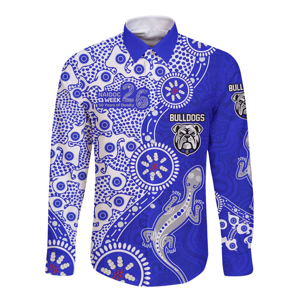 Canterbury-Bankstown Bulldogs NAIDOC Week 2026 Long Sleeve Button Shirt Aboriginal Lizard Dot Painting - 50 Years of Deadly