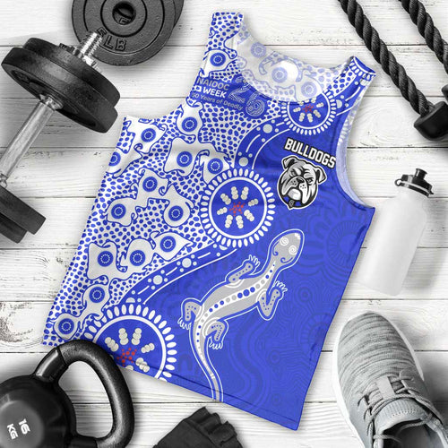 Canterbury-Bankstown Bulldogs NAIDOC Week 2026 Men Tank Top Aboriginal Lizard Dot Painting - 50 Years of Deadly