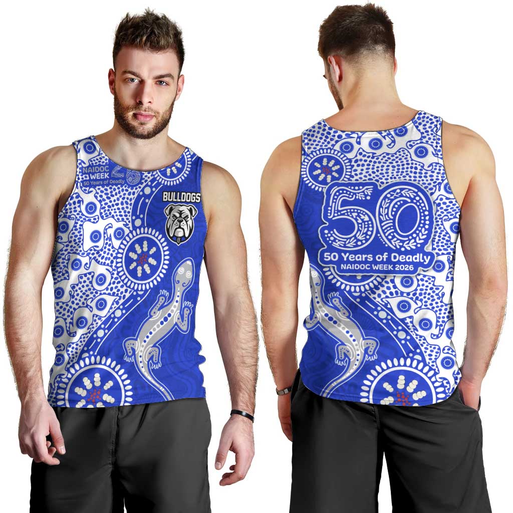 Canterbury-Bankstown Bulldogs NAIDOC Week 2026 Men Tank Top Aboriginal Lizard Dot Painting - 50 Years of Deadly