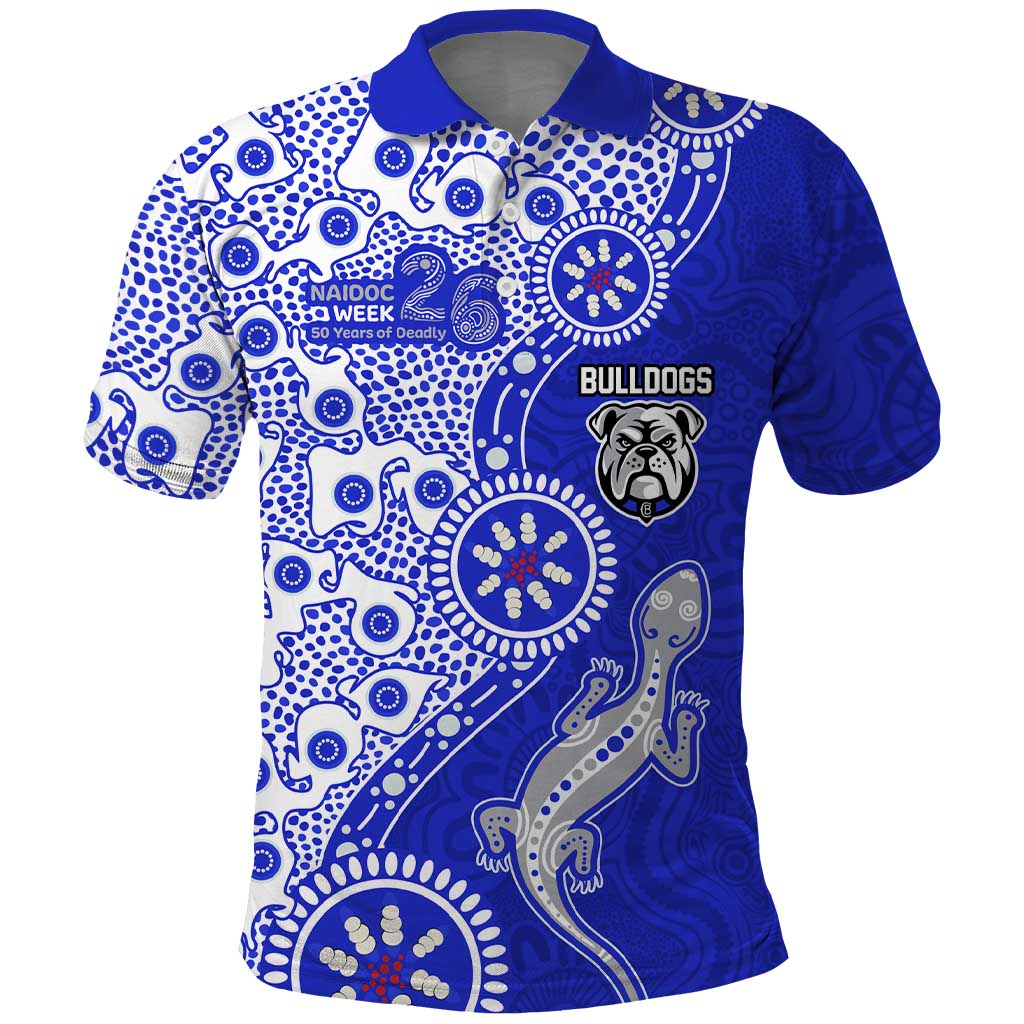 Canterbury-Bankstown Bulldogs NAIDOC Week 2026 Polo Shirt Aboriginal Lizard Dot Painting - 50 Years of Deadly