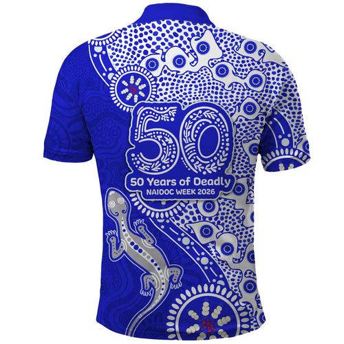 Canterbury-Bankstown Bulldogs NAIDOC Week 2026 Polo Shirt Aboriginal Lizard Dot Painting - 50 Years of Deadly