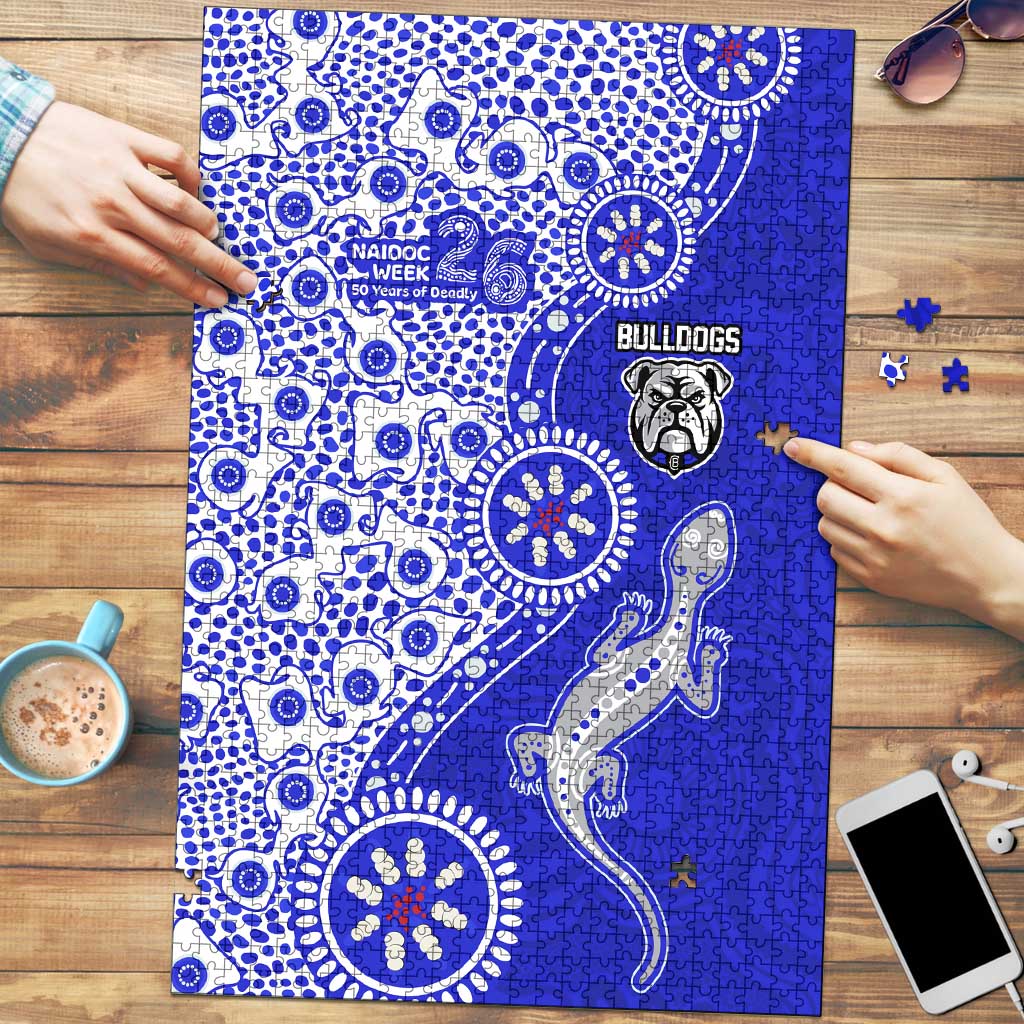 Canterbury-Bankstown Bulldogs NAIDOC Week 2026 Puzzle Aboriginal Lizard Dot Painting - 50 Years of Deadly