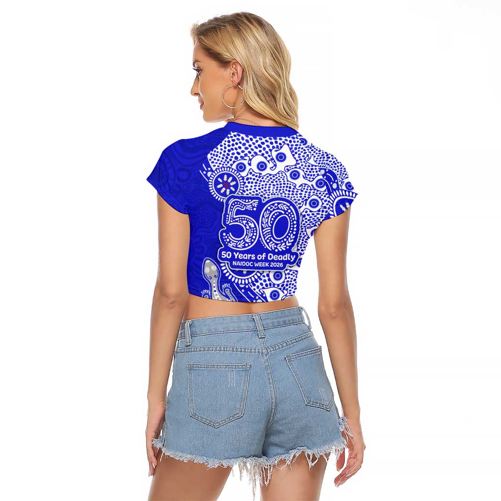 Canterbury-Bankstown Bulldogs NAIDOC Week 2026 Raglan Cropped T Shirt Aboriginal Lizard Dot Painting - 50 Years of Deadly