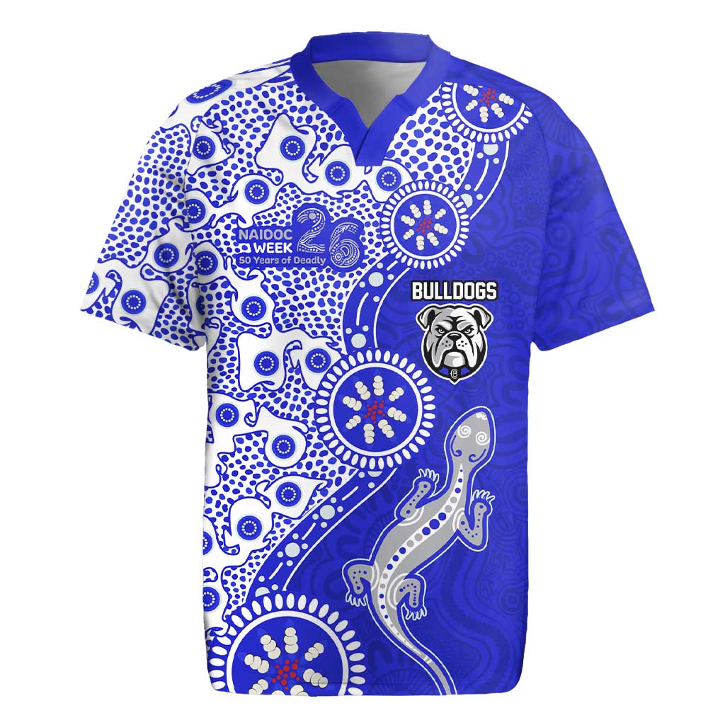 Canterbury-Bankstown Bulldogs NAIDOC Week 2026 Rugby Jersey Aboriginal Lizard Dot Painting - 50 Years of Deadly