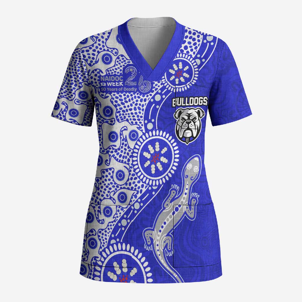 Canterbury-Bankstown Bulldogs NAIDOC Week 2026 Scrub Top Aboriginal Lizard Dot Painting - 50 Years of Deadly