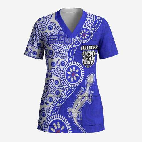Canterbury-Bankstown Bulldogs NAIDOC Week 2026 Scrub Top Aboriginal Lizard Dot Painting - 50 Years of Deadly