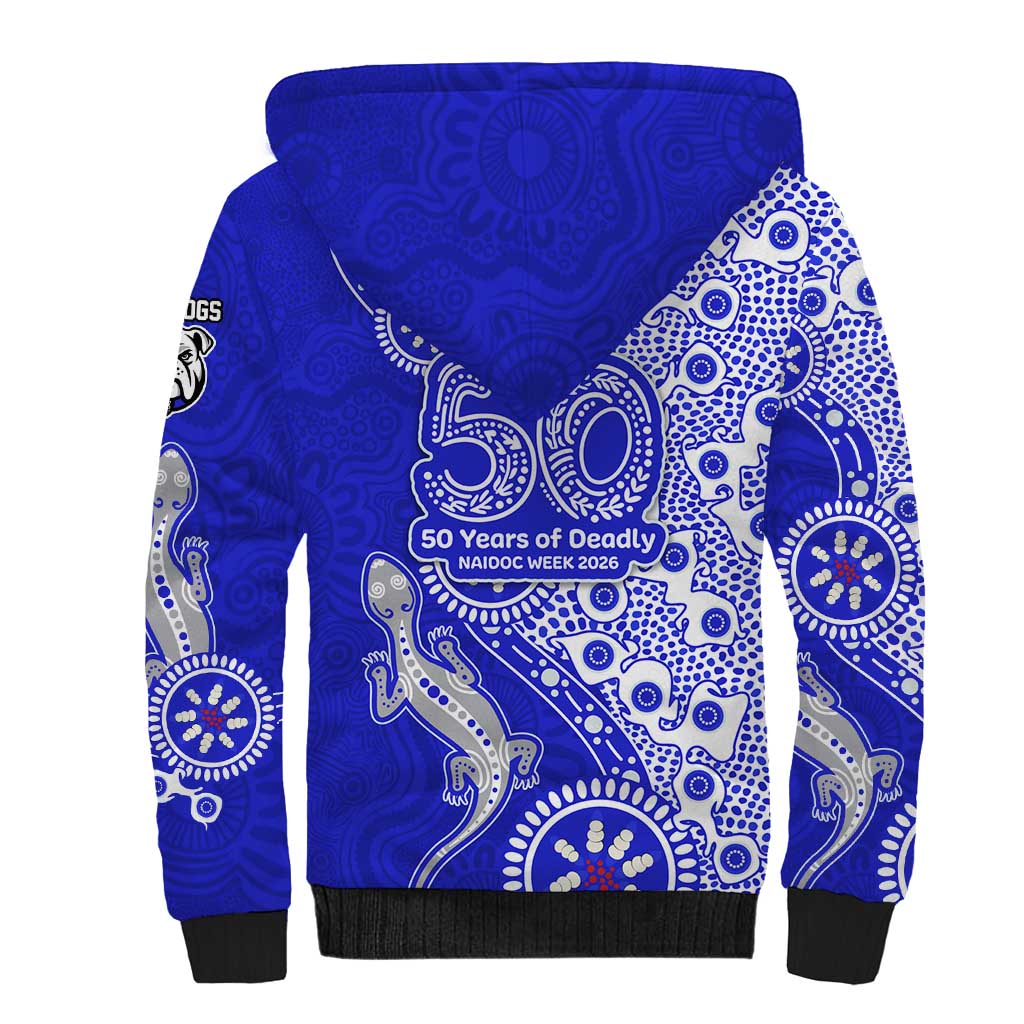 Canterbury-Bankstown Bulldogs NAIDOC Week 2026 Sherpa Hoodie Aboriginal Lizard Dot Painting - 50 Years of Deadly