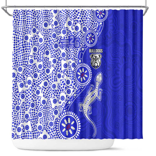 Canterbury-Bankstown Bulldogs NAIDOC Week 2026 Shower Curtain Aboriginal Lizard Dot Painting - 50 Years of Deadly