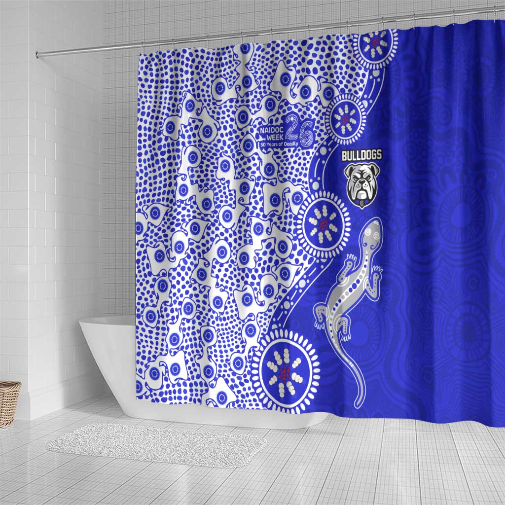 Canterbury-Bankstown Bulldogs NAIDOC Week 2026 Shower Curtain Aboriginal Lizard Dot Painting - 50 Years of Deadly