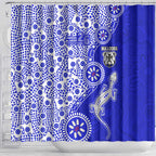 Canterbury-Bankstown Bulldogs NAIDOC Week 2026 Shower Curtain Aboriginal Lizard Dot Painting - 50 Years of Deadly