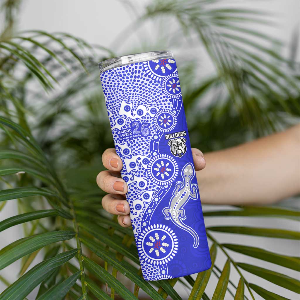 Canterbury-Bankstown Bulldogs NAIDOC Week 2026 Skinny Tumbler Aboriginal Lizard Dot Painting - 50 Years of Deadly