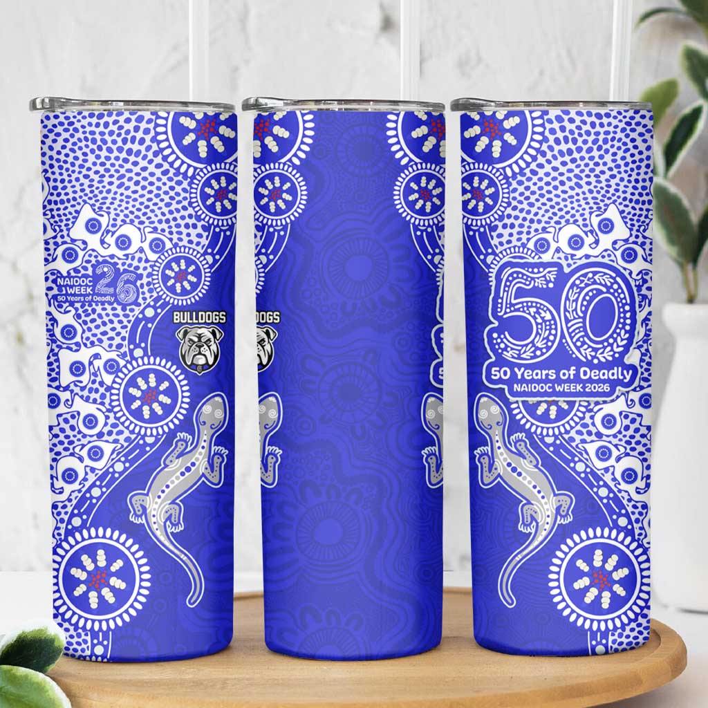 Canterbury-Bankstown Bulldogs NAIDOC Week 2026 Skinny Tumbler Aboriginal Lizard Dot Painting - 50 Years of Deadly
