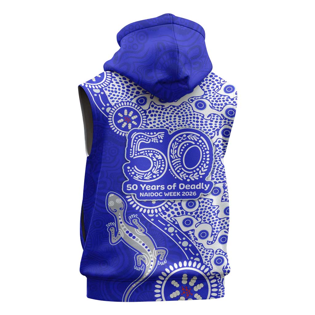 Canterbury-Bankstown Bulldogs NAIDOC Week 2026 Sleeveless Hoodie Aboriginal Lizard Dot Painting - 50 Years of Deadly