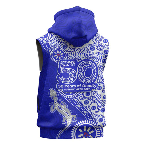 Canterbury-Bankstown Bulldogs NAIDOC Week 2026 Sleeveless Hoodie Aboriginal Lizard Dot Painting - 50 Years of Deadly