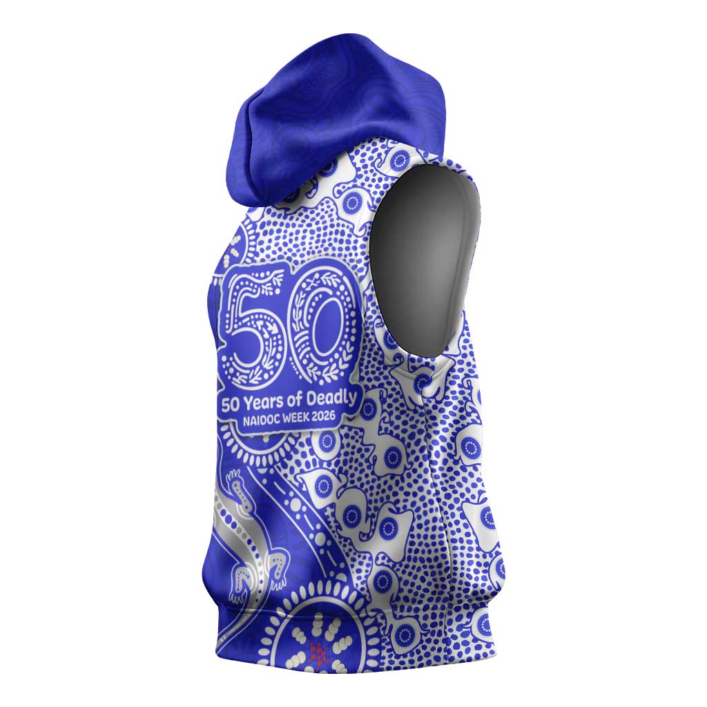 Canterbury-Bankstown Bulldogs NAIDOC Week 2026 Sleeveless Hoodie Aboriginal Lizard Dot Painting - 50 Years of Deadly