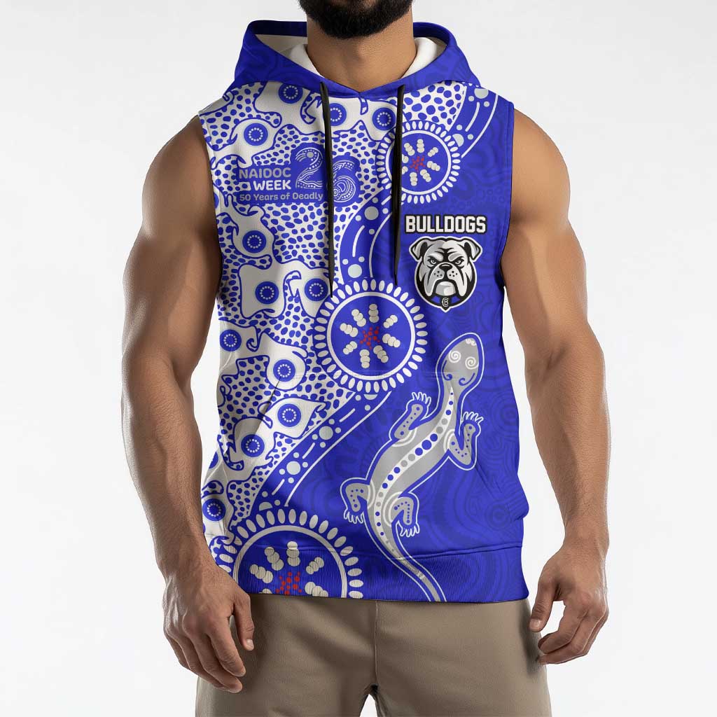Canterbury-Bankstown Bulldogs NAIDOC Week 2026 Sleeveless Hoodie Aboriginal Lizard Dot Painting - 50 Years of Deadly