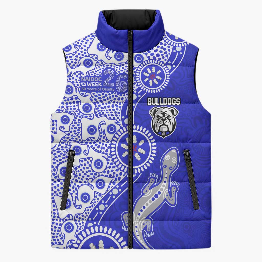 Canterbury-Bankstown Bulldogs NAIDOC Week 2026 Sleeveless Puffer Jacket Aboriginal Lizard Dot Painting - 50 Years of Deadly