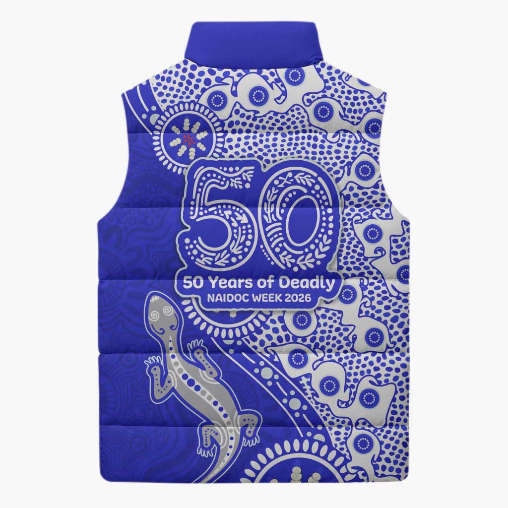 Canterbury-Bankstown Bulldogs NAIDOC Week 2026 Sleeveless Puffer Jacket Aboriginal Lizard Dot Painting - 50 Years of Deadly