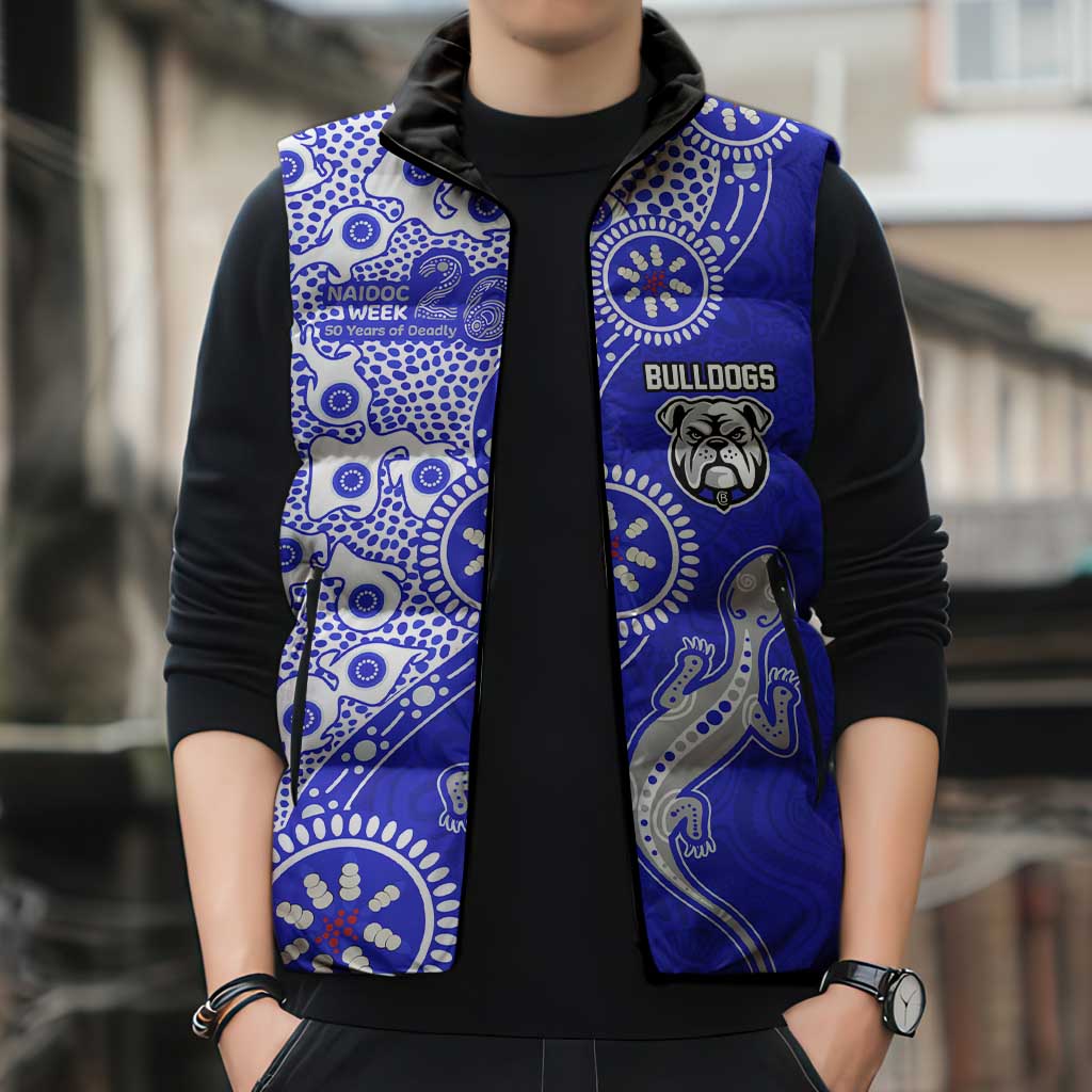 Canterbury-Bankstown Bulldogs NAIDOC Week 2026 Sleeveless Puffer Jacket Aboriginal Lizard Dot Painting - 50 Years of Deadly