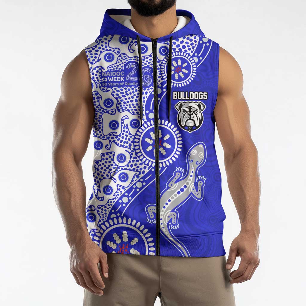 Canterbury-Bankstown Bulldogs NAIDOC Week 2026 Sleeveless Zip Hoodie Aboriginal Lizard Dot Painting - 50 Years of Deadly