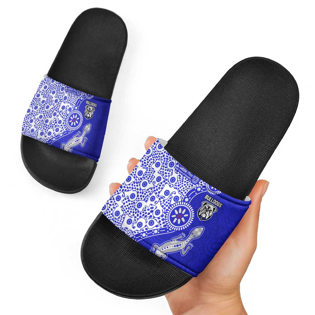 Canterbury-Bankstown Bulldogs NAIDOC Week 2026 Slide Sandals Aboriginal Lizard Dot Painting - 50 Years of Deadly