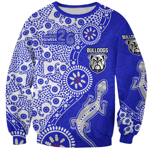 Canterbury-Bankstown Bulldogs NAIDOC Week 2026 Sweatshirt Aboriginal Lizard Dot Painting - 50 Years of Deadly