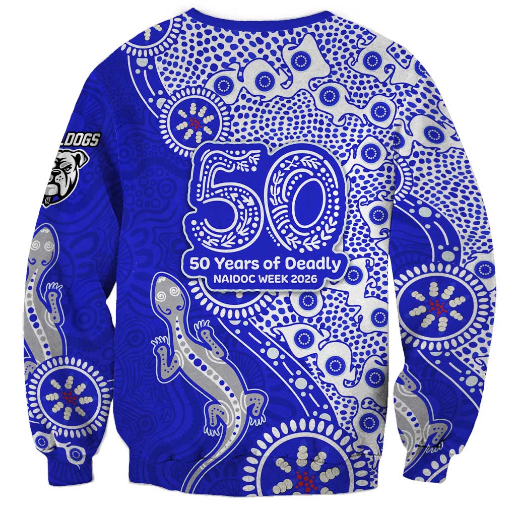 Canterbury-Bankstown Bulldogs NAIDOC Week 2026 Sweatshirt Aboriginal Lizard Dot Painting - 50 Years of Deadly