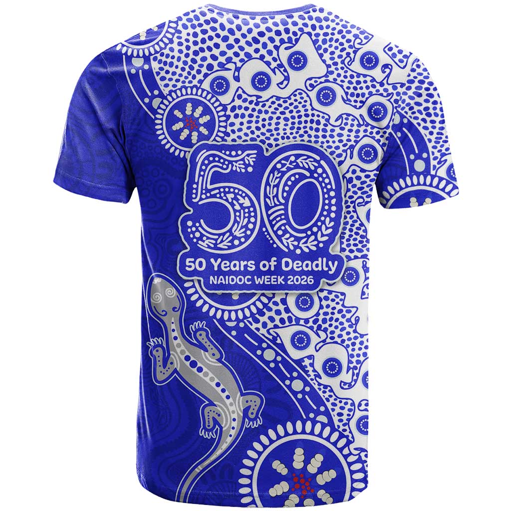Canterbury-Bankstown Bulldogs NAIDOC Week 2026 T Shirt Aboriginal Lizard Dot Painting - 50 Years of Deadly