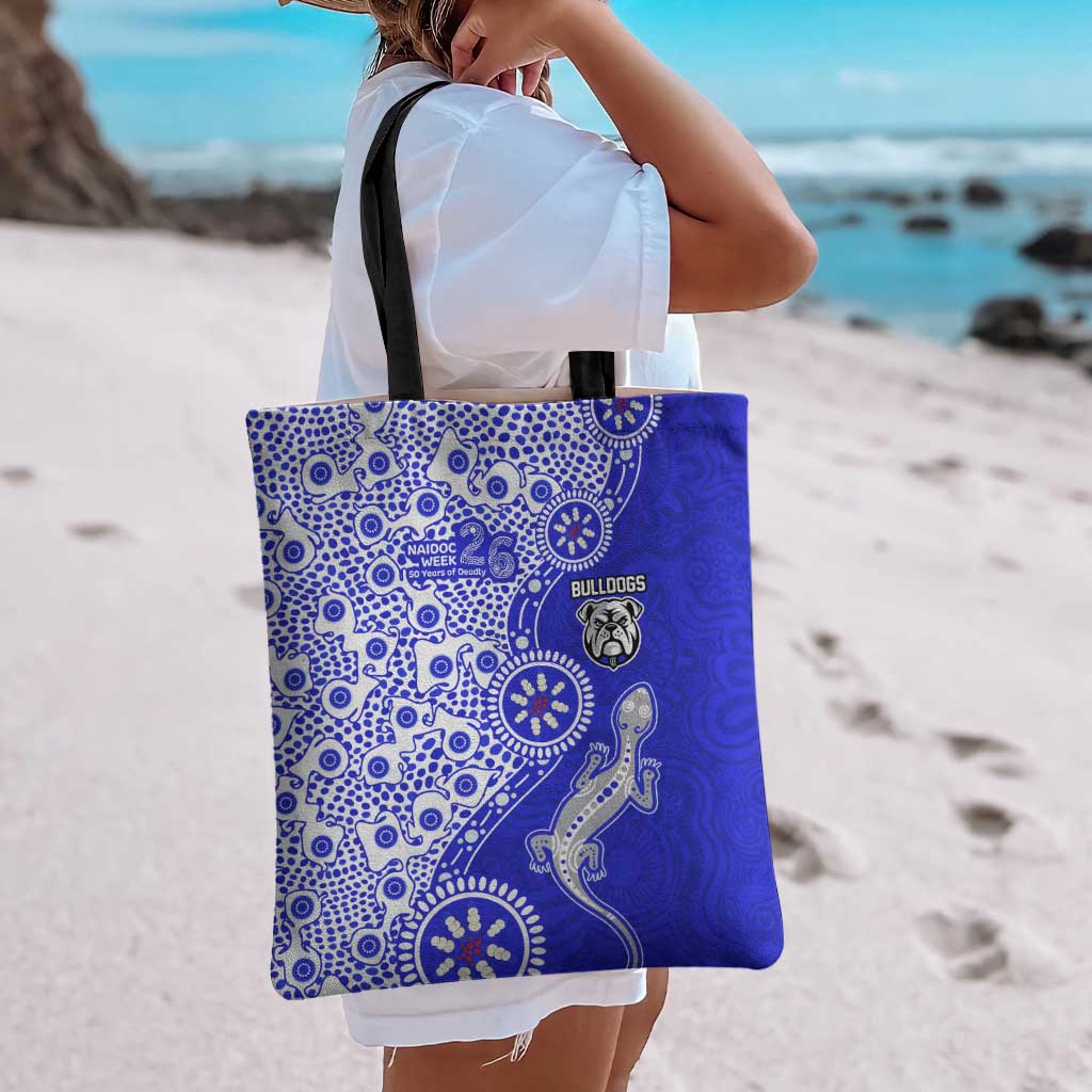 Canterbury-Bankstown Bulldogs NAIDOC Week 2026 Tote Bag Aboriginal Lizard Dot Painting - 50 Years of Deadly