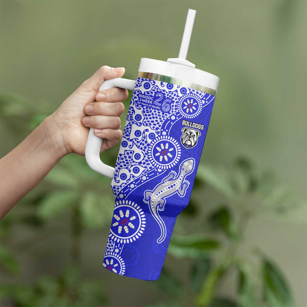 Canterbury-Bankstown Bulldogs NAIDOC Week 2026 Tumbler With Handle Aboriginal Lizard Dot Painting - 50 Years of Deadly