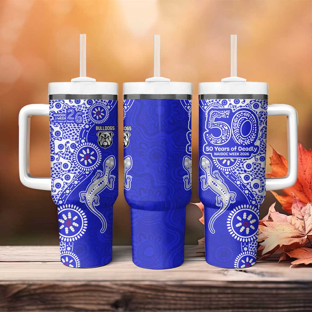 Canterbury-Bankstown Bulldogs NAIDOC Week 2026 Tumbler With Handle Aboriginal Lizard Dot Painting - 50 Years of Deadly