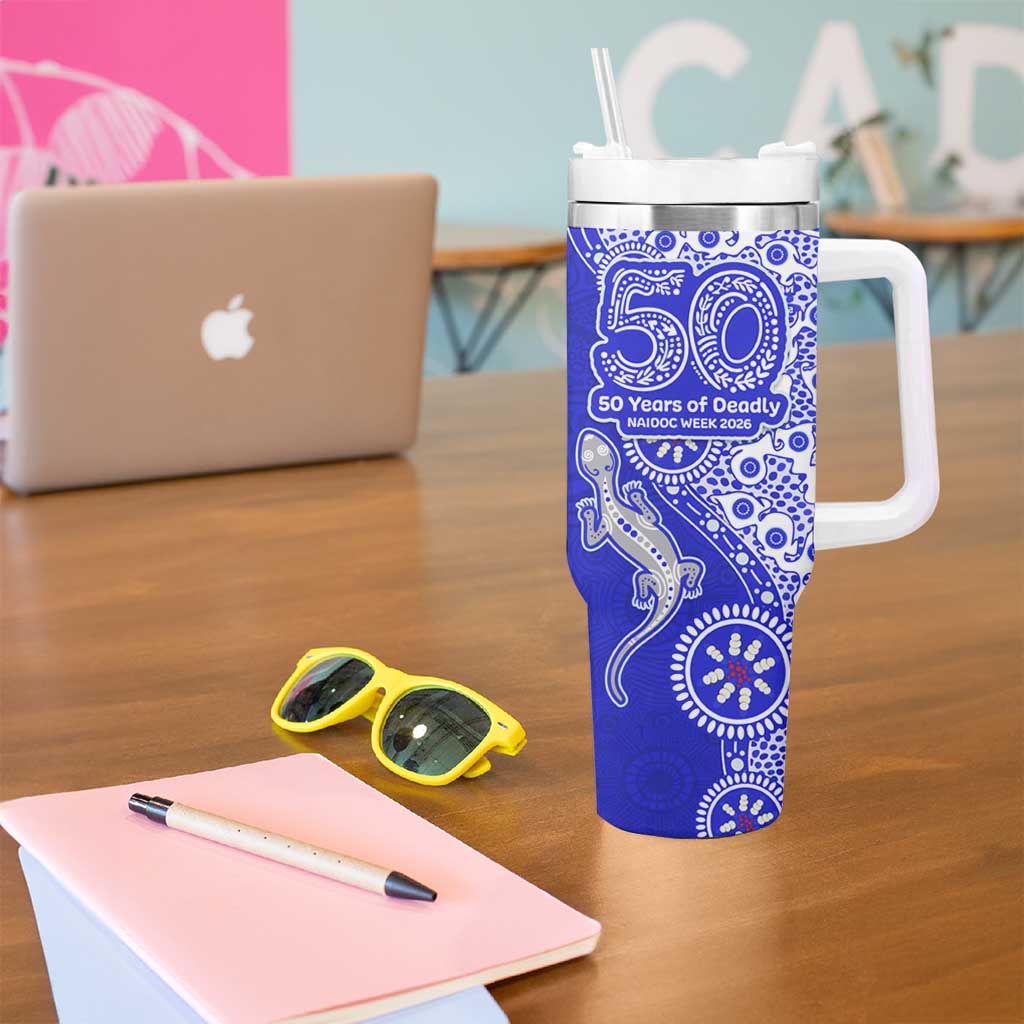 Canterbury-Bankstown Bulldogs NAIDOC Week 2026 Tumbler With Handle Aboriginal Lizard Dot Painting - 50 Years of Deadly